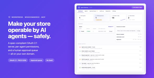 Agent Gateway AI Agents for WooCommerce & WordPress (MCP + OAuth 2.1)