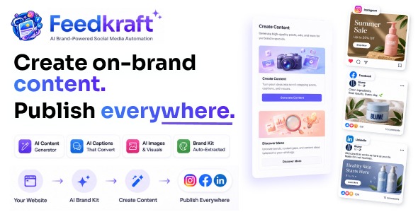 Feedkraft AI Brand-Powered Social Media Automation SAAS Next.js and Node.js Script