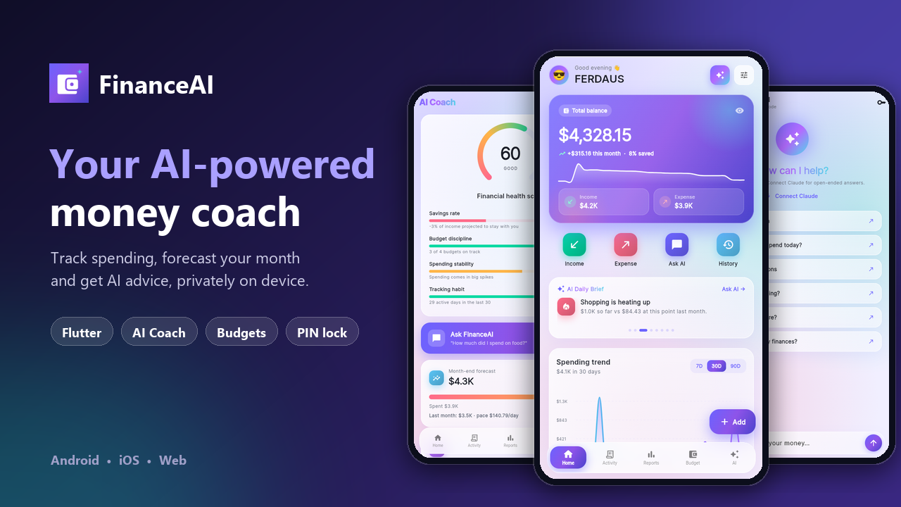 FinanceAI Flutter Personal Finance and Expense Tracker App
