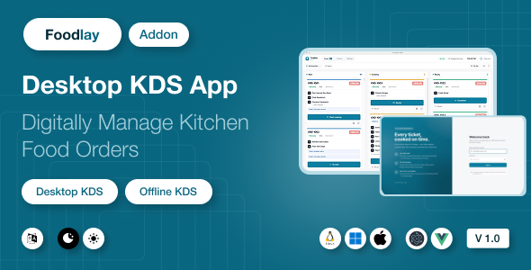 Foodlay KDS Kitchen Display System Desktop Add-on