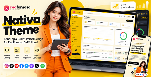 Nativa Theme - Landing & Client Portal Design for RedFamosa SMM Panel
