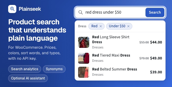 Plainseek AI Product Search for WooCommerce