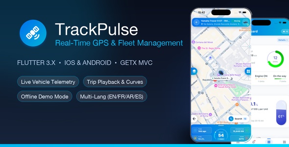 TrackPulse Real-Time GPS Tracking and Fleet Management App (iOS and Android)