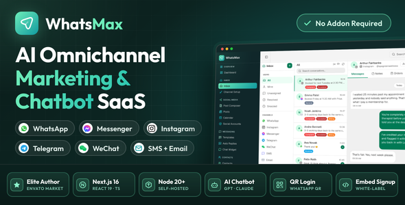 WhatsMax AI Omnichannel Marketing, Automation and Chatbot SaaS NodeJS Script