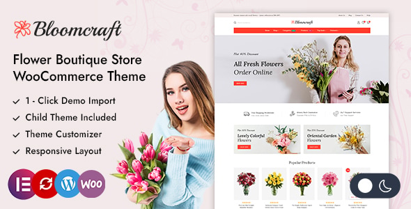 Bloomcraft – Flower Boutiques & Florists Elementor WooCommerce Theme