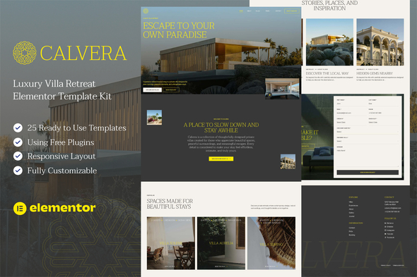 Calvera — Luxury Villa Retreat Elementor Template Kit
