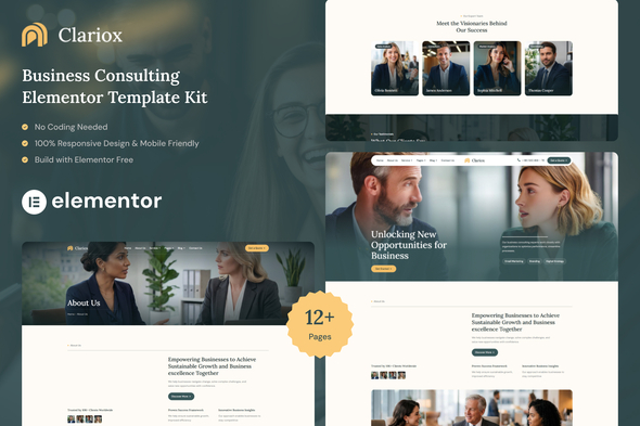 Clariox  - Business Consulting Elementor Template Kit