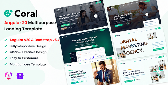 Coral - Angular 20 Multipurpose Landing Template