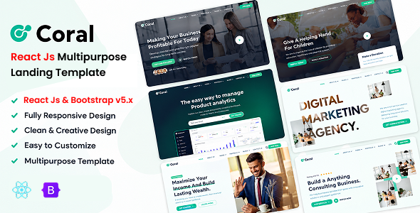Coral - Multipurpose React Js Landing Template