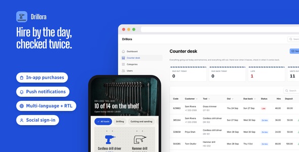 Drillora | Flutter Tool and Equipment Hire App with Laravel Admin