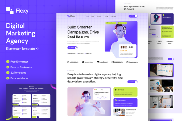 Flexy - Digital Marketing Agency Elementor Template Kit