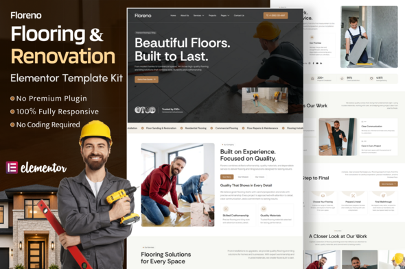 Floreno - Flooring & Tiling Renovation Elementor Template Kit