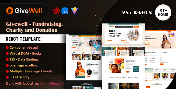 Givewell - Fundraising, Charity and donation React Template