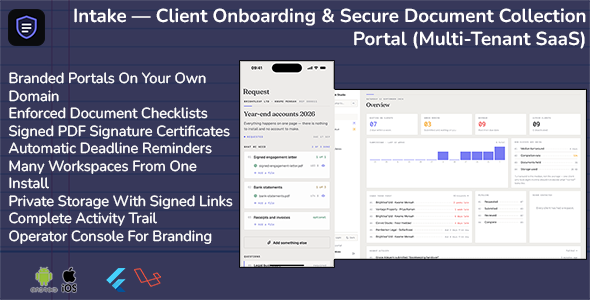 Intake | Client Onboarding and Document Collection PHP Script With Flutter App