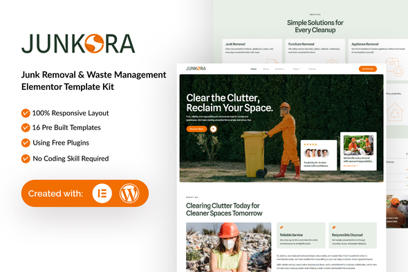 Junkora - Junk Removal & Waste Management Elementor Template Kit