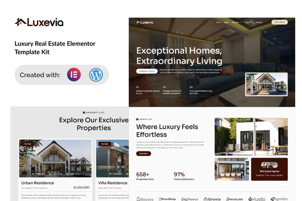 Luxevia - Luxury Real Estate Elementor Template Kit