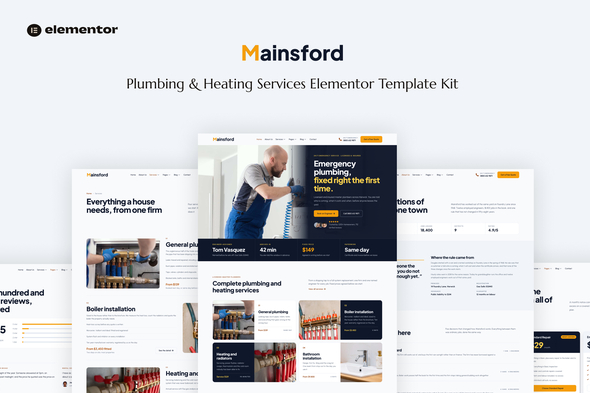 Mainsford - Plumbing & Heating Services Elementor Template Kit