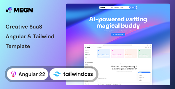 Megn - Creative SaaS Angular & Tailwind CSS Template