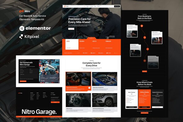Nitro - Car Repair & Auto Service Elementor Template Kit