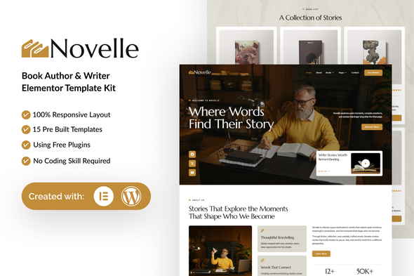 Novelle - Book Author & Writer Elementor Template Kit
