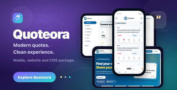 Quoteora | Flutter Quote App With Website and Admin CMS
