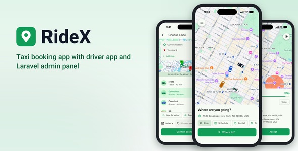 RideX | Flutter Taxi Booking App With Laravel Admin Panel