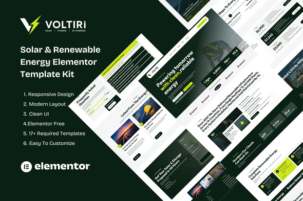 Voltiri - Solar & Renewable Energy Elementor Template Kit