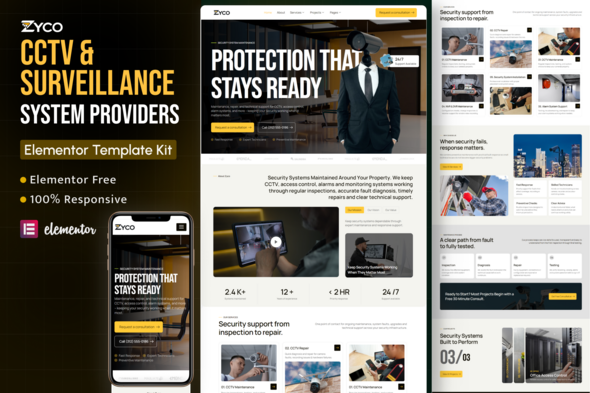 Zyco - CCTV & Security System Elementor Template Kit
